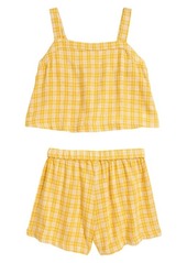Nordstrom Kids' Sunny Tank & Shorts Set in Yellow Treasure Pop Plaid at Nordstrom