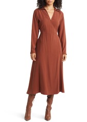 Nordstrom Long Sleeve A-Line Dress in Rust Henna at Nordstrom Rack