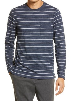 Nordstrom Long Sleeve Stripe Pocket T-Shirt in Navy Grey Stripe at Nordstrom
