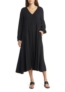 Nordstrom Long Sleeve Trapeze Dress in Black at Nordstrom