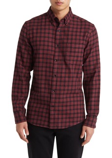 Nordstrom Marcus Trim Fit Check Flannel Button-Down Shirt in Burgundy- Black Marcus Plaid at Nordstrom Rack