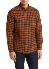 Nordstrom Marcus Trim Fit Check Flannel Button-Down Shirt in Blue Caspia- Navy Marcus Plaid at Nordstrom Rack
