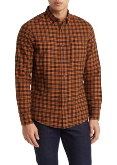 Nordstrom Marcus Trim Fit Check Flannel Button-Down Shirt in Rust Pecan-Black Marcus Check at Nordstrom Rack