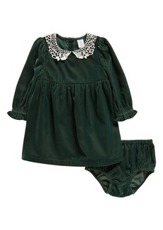 Nordstrom Matching Family Moments Lace Collar Long Sleeve Velvet Dress & Bloomers Set in Green Pinecone at Nordstrom Rack