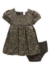 Nordstrom Matching Family Moments Metallic Jacquard Dress with Bloomers in Black- Gold Outline Floral at Nordstrom Rack