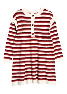 Nordstrom Matching Family Moments Stripe Ruffle Sweater Dress in Ivory Egret- Red Stripe at Nordstrom Rack