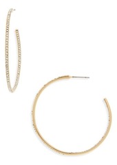 Nordstrom Medium Seamless Pavé Hoop Earrings in Clear- Gold at Nordstrom