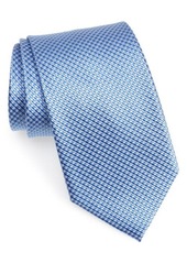 NORDSTROM MEN'S SHOP Nordstrom Micro Grid Silk X-Long Tie in Light Blue at Nordstrom