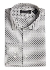Nordstrom Men's Trim Fit Non-Iron Geometric Cotton Dress Shirt in Grey- Black Diam Geo at Nordstrom