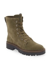 Nordstrom Moonie Water Resistant Leather Combat Boot in Green Moss at Nordstrom