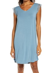 Nordstrom Moonlight Lace Trim Nightgown in Blue Stone at Nordstrom