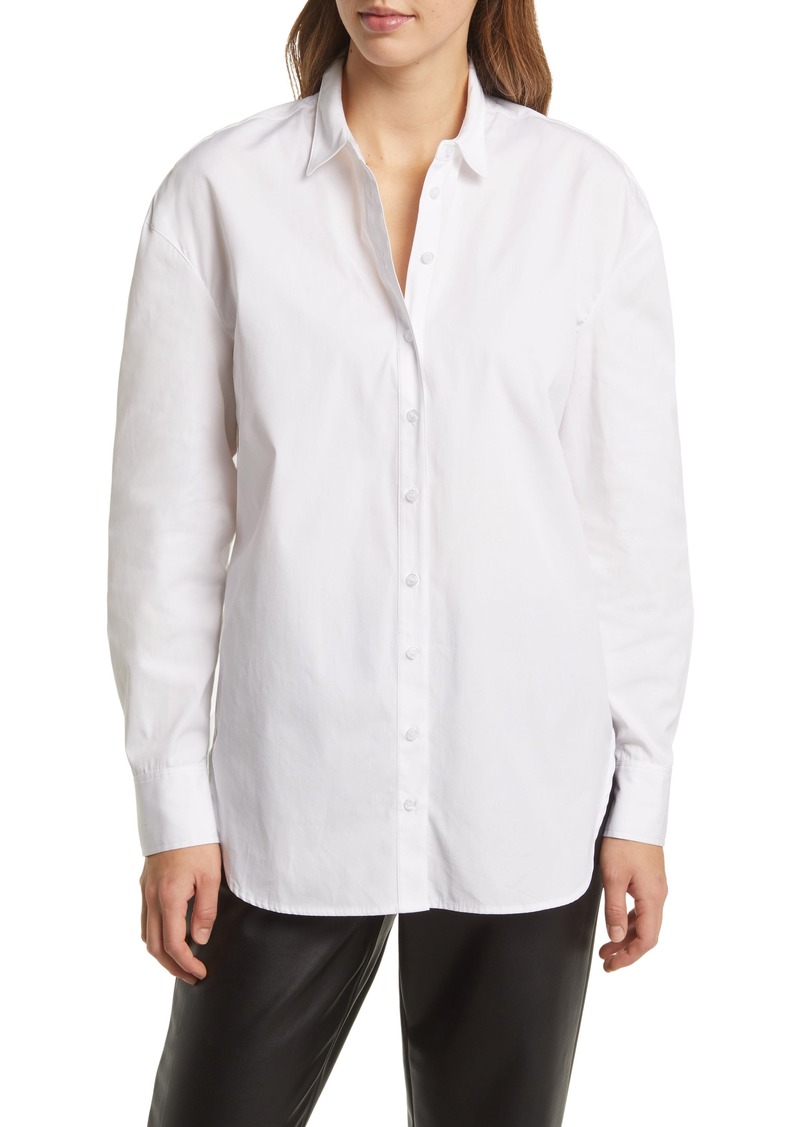 Nordstrom Oversize Cotton Poplin Button-Up Shirt in White at Nordstrom Rack