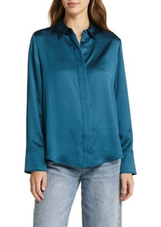 Nordstrom Oversize Satin Button-Up Top