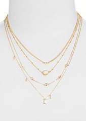 Nordstrom Pavé Four Strand Necklace in Clear- Opal- Gold at Nordstrom