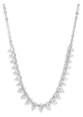 Nordstrom Pear Cubic Zirconia Frontal Necklace in Clear- Silver at Nordstrom Rack