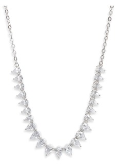 Nordstrom Pear Cubic Zirconia Frontal Necklace in Clear- Silver at Nordstrom Rack