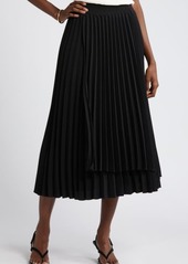 Nordstrom Pleated Asymmetric Hem Midi Skirt