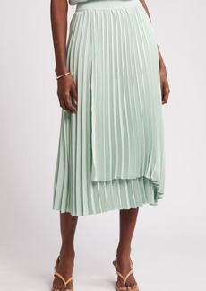 Nordstrom Pleated Asymmetric Hem Midi Skirt