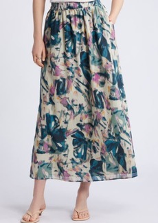 Nordstrom Print Cotton & Silk Maxi Skirt