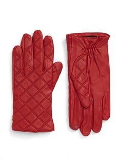 Nordstrom Quilted Leather Tech Gloves in Cherry at Nordstrom Rack