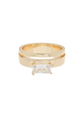 NORDSTROM RACK 14K Gold Plated Baguette Cubic Zirconia Ring in Clear- Gold at Nordstrom Rack