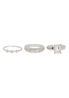 NORDSTROM RACK 3-Pack Assorted Crystal & Imitation Pearl Rings in Clear- White- Gold at Nordstrom Rack