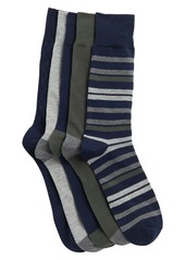 NORDSTROM RACK 5-Pack Assorted Texture Stripe Crew Socks in Black Stripe -Grey at Nordstrom Rack