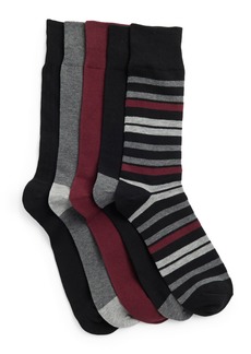 NORDSTROM RACK 5-Pack Assorted Texture Stripe Crew Socks in Black Stripe -Grey at Nordstrom Rack