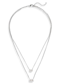 NORDSTROM RACK Baguette Cubic Zirconia Layered Necklace in Clear- Silver at Nordstrom Rack