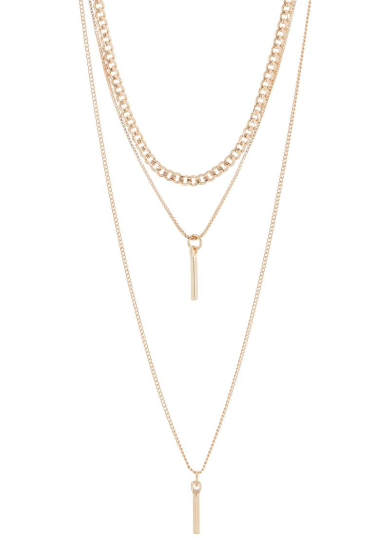 NORDSTROM RACK Bar Pendant Triple Layered Necklace in Gold at Nordstrom Rack