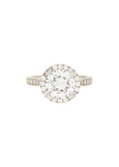 NORDSTROM RACK Classic Round Cubic Zirconia Halo Ring in Clear- Silver at Nordstrom Rack