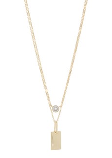 NORDSTROM RACK Cubic Zirconia & Dog Tag Pendant Layered Necklace in Clear- Gold at Nordstrom Rack