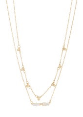 NORDSTROM RACK Cubic Zirconia & Imitation Opal Bar Pendant Layered Necklace in Opal- Clear- Gold at Nordstrom Rack