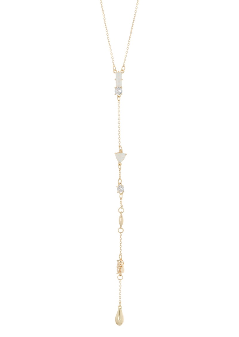 NORDSTROM RACK Cubic Zirconia & Imitation Opal Station Y-Necklace in Opal- Clear- Gold at Nordstrom Rack