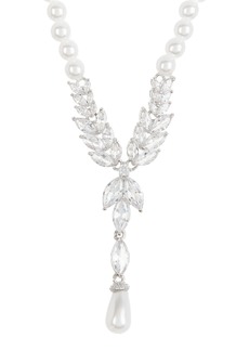 NORDSTROM RACK Cubic Zirconia & Imitation Pearl Y-Necklace in Clear- White- Silver at Nordstrom Rack