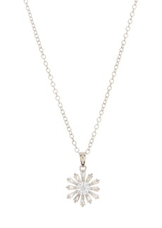 NORDSTROM RACK Cubic Zirconia Floral Burst Pendant Necklace in Clear- Silver at Nordstrom Rack