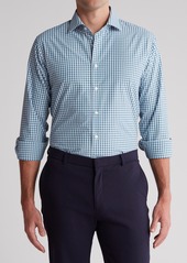 NORDSTROM RACK Curlew Check Trim Fit Button-Up Dress Shirt in White- Green Curlew Check at Nordstrom Rack