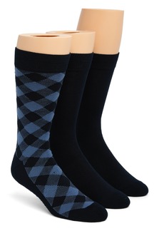 NORDSTROM RACK Cushioned Patterned Crew Socks - Pack of 3 in Blue Buffalo Check at Nordstrom Rack