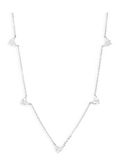 NORDSTROM RACK CZ Heart Station Chain Necklace in Clear- Silver at Nordstrom Rack