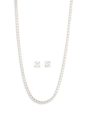 NORDSTROM RACK CZ Tennis Necklace & Earrings Set in Clear- Gold at Nordstrom Rack