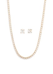 NORDSTROM RACK CZ Tennis Necklace & Earrings Set in Clear- Gold at Nordstrom Rack