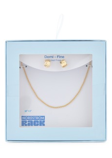 NORDSTROM RACK Demifine Huggie Hoop Earrings & Necklace Set in Gold at Nordstrom Rack