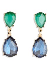 NORDSTROM RACK Double Drop Crystal Earrings in Green- Blue- Gold at Nordstrom Rack