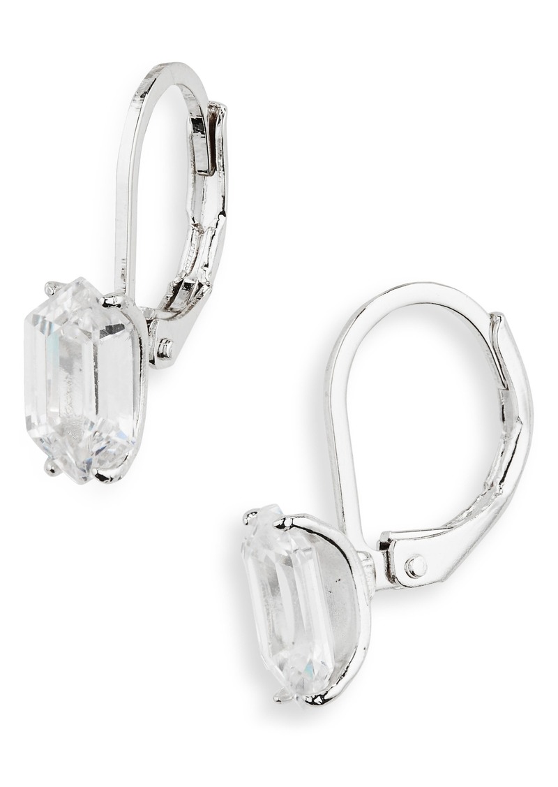 NORDSTROM RACK Emerald Cut Cubic Zirconia Lever Back Earrings in Clear- Silver at Nordstrom Rack