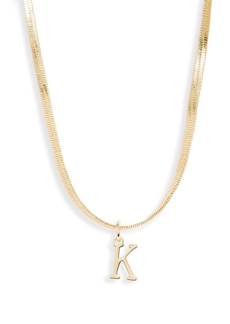 NORDSTROM RACK Herringbone Chain Initial Pendant Necklace in K- Gold at Nordstrom Rack