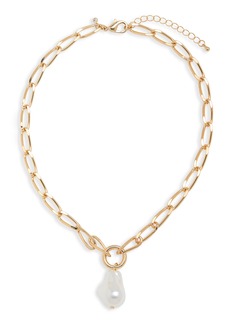 NORDSTROM RACK Imitation Baroque Pearl Pendant Necklace in White- Gold at Nordstrom Rack