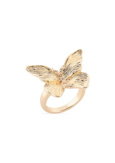 NORDSTROM RACK Imitation Pearl & Crystal Butterfly Ring in Clear- White- Gold at Nordstrom Rack