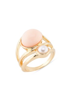 NORDSTROM RACK Imitation Pearl Caged Band Ring in Blush-White- Gold at Nordstrom Rack