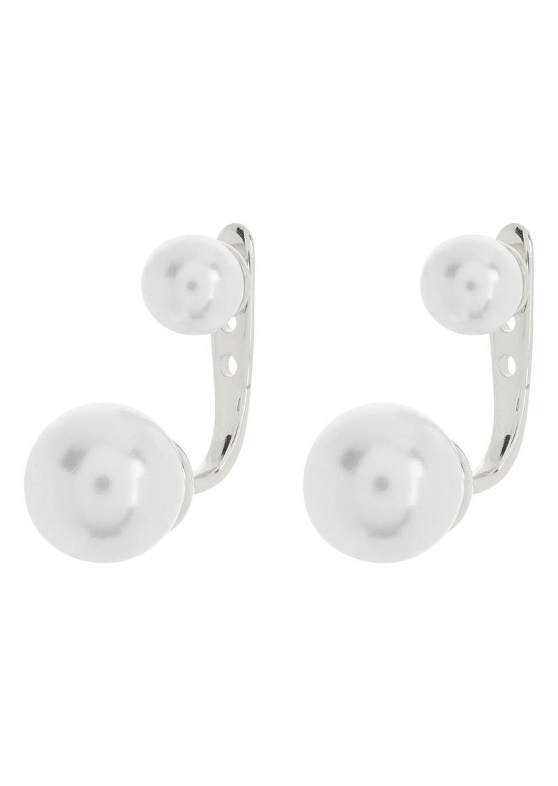 NORDSTROM RACK Imitation Pearl Ear Jackets in White- Silver at Nordstrom Rack