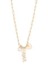 NORDSTROM RACK Mama Signet Charm Necklace in Clear- Gold at Nordstrom Rack